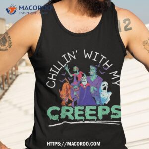 chillin with my creeps halloween party trick or treat shirt skeleton christmas decoration tank top 3