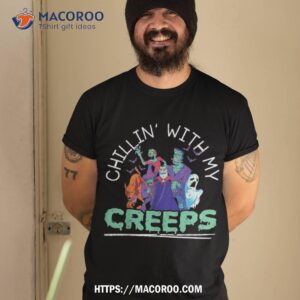 chillin with my creeps halloween party trick or treat shirt skeleton christmas decoration tshirt 2