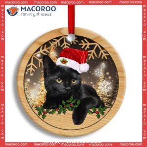 christmas black cat cute kitty xmas circle ceramic ornament kitty ornaments 0