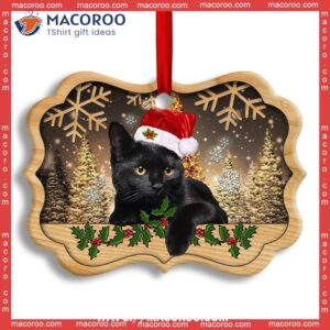 Christmas Black Cat Cute Kitty Xmas Metal Ornament, Cat Christmas Ornaments Personalized