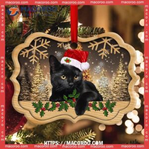 Christmas Black Cat Cute Kitty Xmas Metal Ornament, Cat Christmas Ornaments Personalized