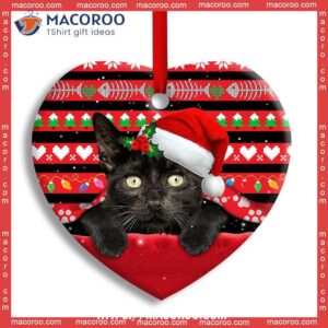 Meowy Catmas, Christmas Bauble, Circle Ceramic Ornament, Grey Cat Ornaments