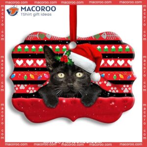 Christmas Black Cat Funny Xmas Decor Tree Hanging Metal Ornament, Cat Lawn Ornaments