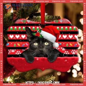Christmas Black Cat Funny Xmas Decor Tree Hanging Metal Ornament, Cat Lawn Ornaments