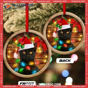 christmas black cat funny xmas light decor tree hanging circle ceramic ornament cat christmas tree ornaments 2