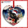 Christmas Black Cat Funny Xmas Light Santa Claus Decor Tree Hanging Heart Ceramic Ornament, Cat Ornaments For Christmas Tree