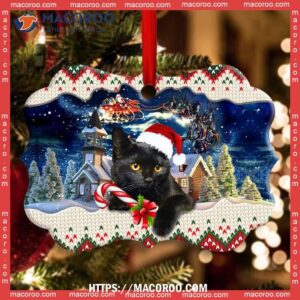 christmas black cat funny xmas light santa claus decor tree hanging metal ornament bengals christmas ornaments 1