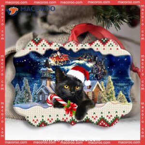 christmas black cat funny xmas light santa claus decor tree hanging metal ornament bengals christmas ornaments 2
