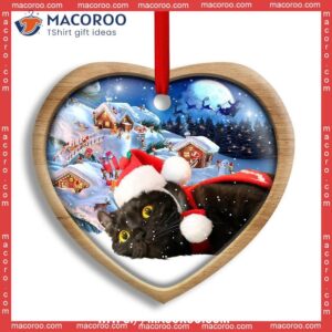 christmas black cat happy xmas light decor tree hanging heart ceramic ornament cat christmas ornaments personalized 0