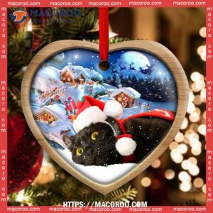 christmas black cat happy xmas light decor tree hanging heart ceramic ornament cat christmas ornaments personalized 1