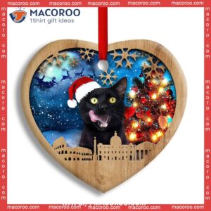 christmas black cat happy xmas light santa claus decor tree hanging heart ceramic ornament hallmark cat ornaments 0