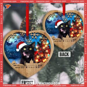 christmas black cat happy xmas light santa claus decor tree hanging heart ceramic ornament hallmark cat ornaments 2