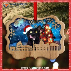 christmas black cat happy xmas light santa claus decor tree hanging metal ornament kitten ornaments 1