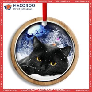 christmas black cat love xmas light decor tree hanging circle ceramic ornament cat lawn ornaments 0