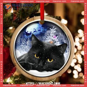 christmas black cat love xmas light decor tree hanging circle ceramic ornament cat lawn ornaments 1