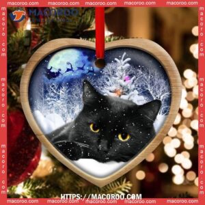 christmas black cat love xmas light decor tree hanging heart ceramic ornament cat christmas tree ornaments 1