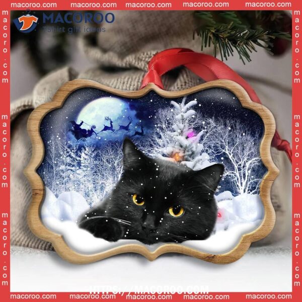 Christmas Black Cat Love Xmas Light Decor Tree Hanging Metal Ornament, Hallmark Cat Ornaments