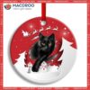 Christmas Black Cat Love Xmas Paper Cut Decor Tree Hanging Circle Ceramic Ornament, Bengals Christmas Ornaments