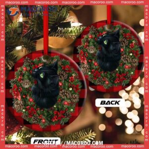 christmas black cat meowy catmas circle ceramic ornament grey cat ornaments 2