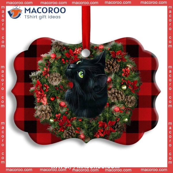 Christmas Black Cat Meowy Catmas Metal Ornament, Cat Ornaments For Christmas Tree