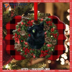 Christmas Black Cat Meowy Catmas Metal Ornament, Cat Ornaments For Christmas Tree