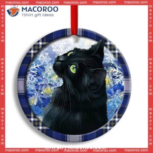 christmas black cat stary snowy night circle ceramic ornament cat lawn ornaments 0