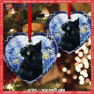christmas black cat stary snowy night heart ceramic ornament personalized cat ornaments 2
