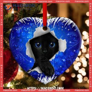 christmas black cat xmas decor tree hanging heart ceramic ornament cat lawn ornaments 1
