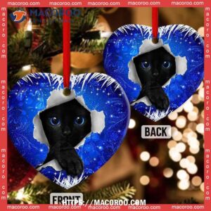 christmas black cat xmas decor tree hanging heart ceramic ornament cat lawn ornaments 2