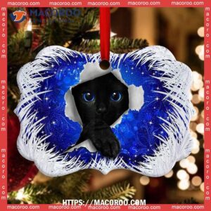 Christmas Black Cat Xmas Decor Tree Hanging Metal Ornament, Personalized Cat Ornaments