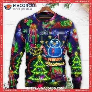 christmas bright neon lighting sweater christmas sweater women 4