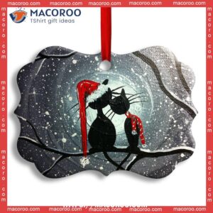 christmas cat couple lover with moon horizontal ceramic ornament kitty ornaments 0