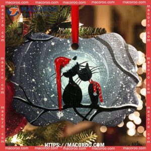 christmas cat couple lover with moon horizontal ceramic ornament kitty ornaments 1