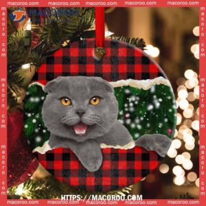 christmas cat happy meowy xmas circle ceramic ornament cat christmas ornaments personalized 1