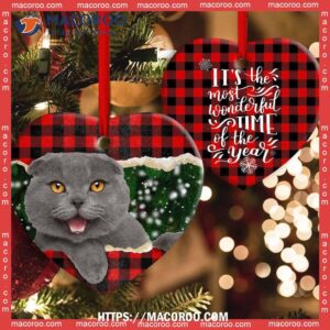 christmas cat happy meowy xmas heart ceramic ornament kitten ornaments 2