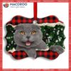 Christmas Cat Happy Meowy Xmas Metal Ornament, Cat Ornaments For Christmas Tree