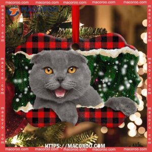 Christmas Cat Happy Meowy Xmas Metal Ornament, Cat Ornaments For Christmas Tree