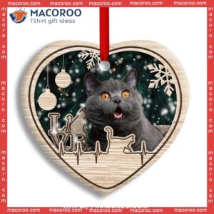 Christmas Cat Lover Heart Beat Ceramic Ornament, Kitty Ornaments