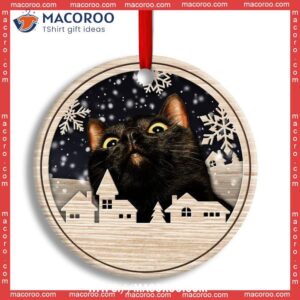 christmas cat meow xmas winter cats lovers circle ceramic ornament cat christmas ornaments personalized 0