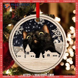 christmas cat meow xmas winter cats lovers circle ceramic ornament cat christmas ornaments personalized 1