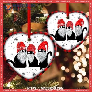 christmas cat santa hat gomes heart ceramic ornament kitty ornaments 2