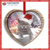 Christmas Cat Snowy Day Heart Ceramic Ornament, Cat Ornaments For Christmas Tree