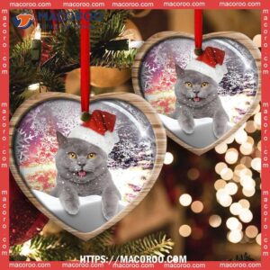 christmas cat snowy day heart ceramic ornament cat ornaments for christmas tree 2