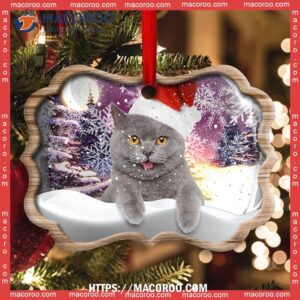 christmas cat snowy day metal ornament cat tree ornaments 1