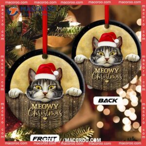 christmas cat with moon lover cutie circle ceramic ornament personalized cat ornaments 2