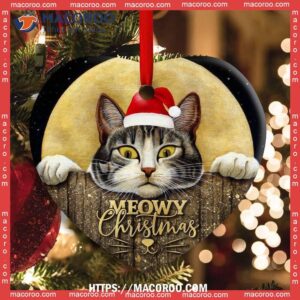 Christmas Cat With Moon Lover Cutie Heart Ceramic Ornament, Bengals Christmas Ornaments