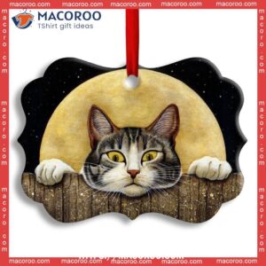 christmas cat with moon lover cutie metal ornament personalized cat ornaments 0