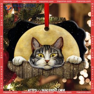 christmas cat with moon lover cutie metal ornament personalized cat ornaments 1