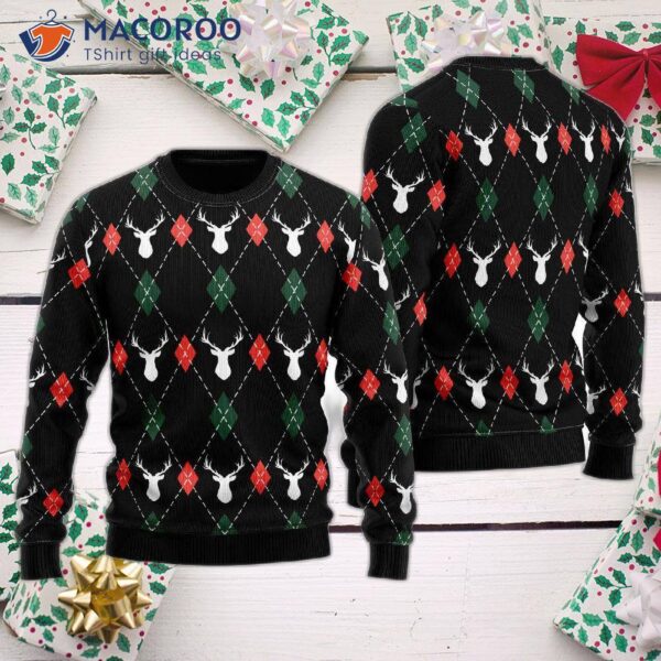 Christmas Deer Argyle Ugly Sweater