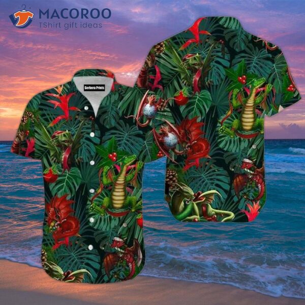 Christmas Dragon Green Hawaiian Shirts